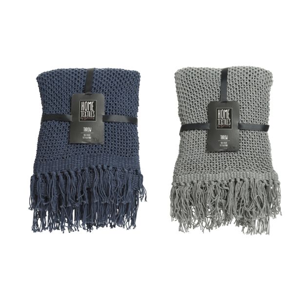 DEKORATIVNA ODEJA Z RESICAMI, MODRA/SIVA, SORT