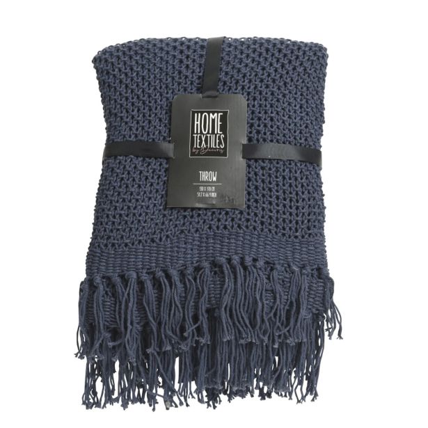 DEKORATIVNA ODEJA Z RESICAMI, MODRA/SIVA, SORT