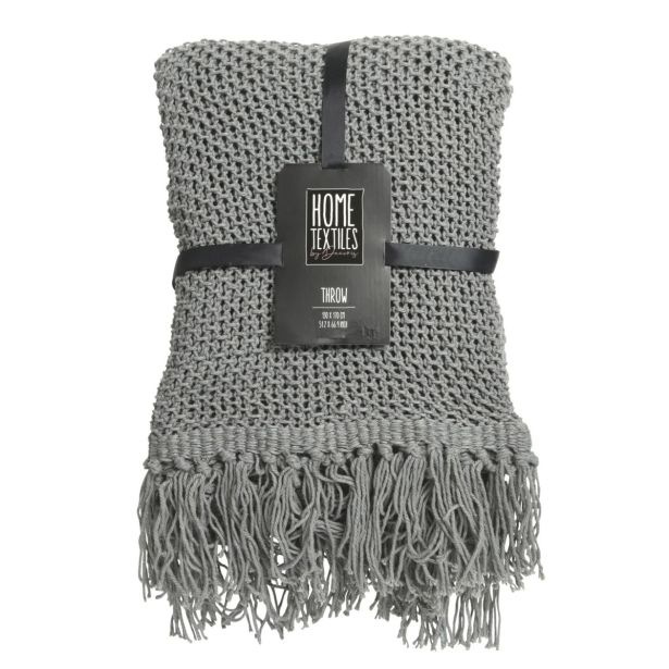 DEKORATIVNA ODEJA Z RESICAMI, MODRA/SIVA, SORT