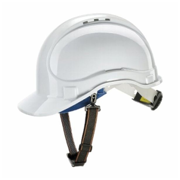 ZAŠČITNA ČELADA BELA GRADBENA Z REGULACIJO ZADAJ