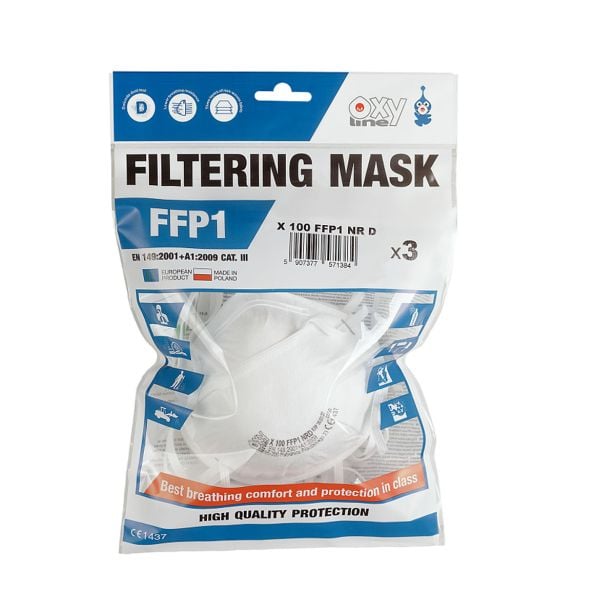ZAŠČITNA RESPIRATOR MASKA OXYLINE X 100 FFP1 BREZ VENTILA ZAV=3KOS