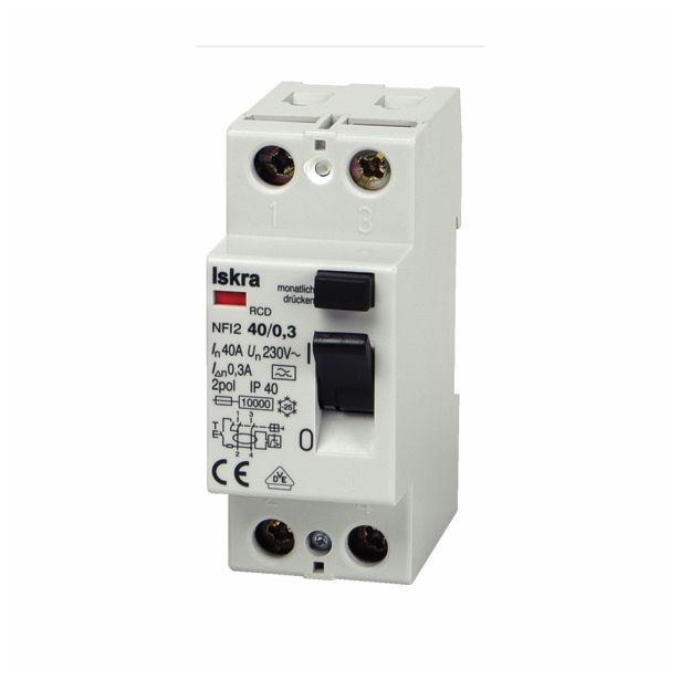 ZAŠČITNO STIKALO FID ISKRA-MIS NFI2 40/0.03A 2P FID