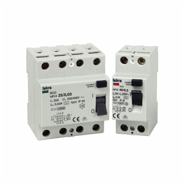 ZAŠČITNO STIKALO FID ISKRA-MIS NFI4 40/0.03A 4P FID