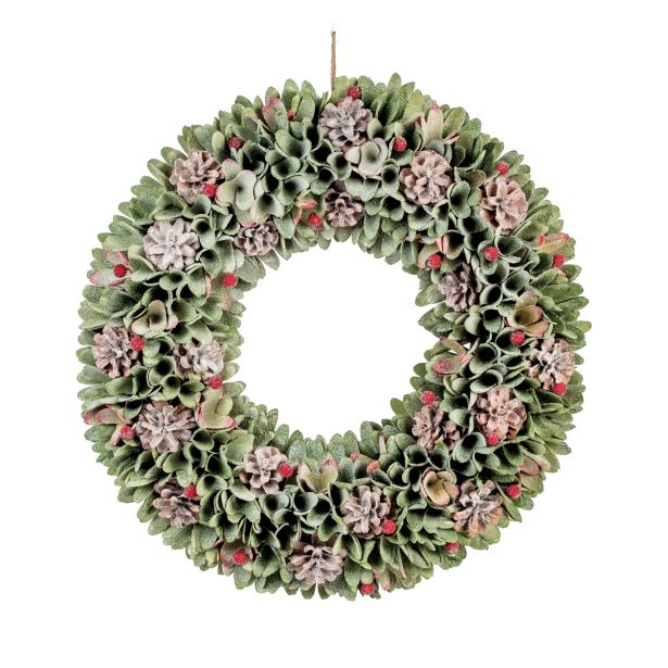 VRATNA DEKORACIJA GLOSSTYLE ZELENI VENEC Z VRVICO PREMERA 49 CM