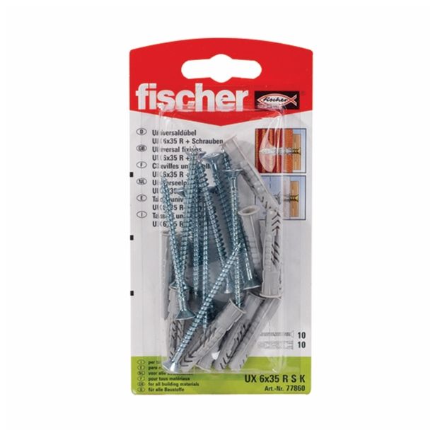 ZIDNI VLOŽEK Z VIJAKOM FISCHER UX 6 X 35 RSK Z ROBOM +VIJAK 4.5X60