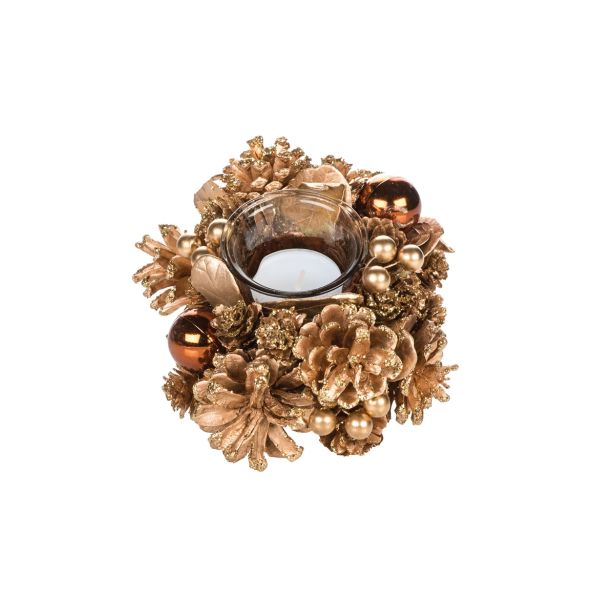 DEKORACIJA GLOSSTYLE ZLATA S STEKLENIM KOZARČKOM FI 18 CM