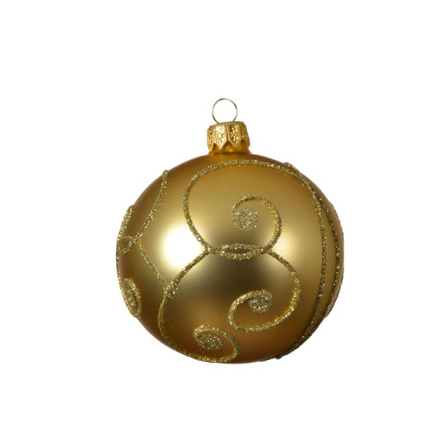 STEKLENA BUNKA ZLATA Z ZLATIM DEKORJEM FI 80 MM