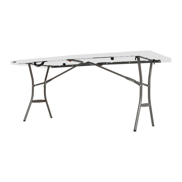 ZLOŽLJIVA MIZA 183X76X74CM, VRHUNSKA DELA HDPE BEL-GRANIT, SIVO JEKLENO OKVIRJE