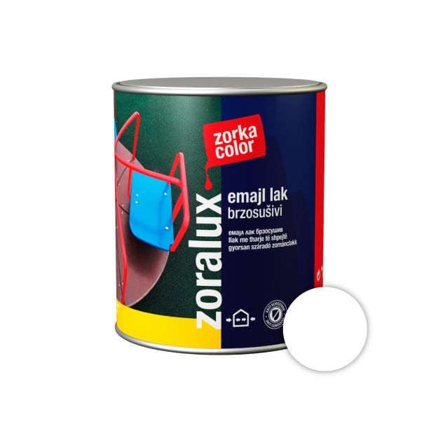 POKRIV.PREM.ZA KOV.,LES ZORKA DEKOR ZORALUX EMAJL LAK BELA 0.75 L 1503 HITROSUŠEČI
