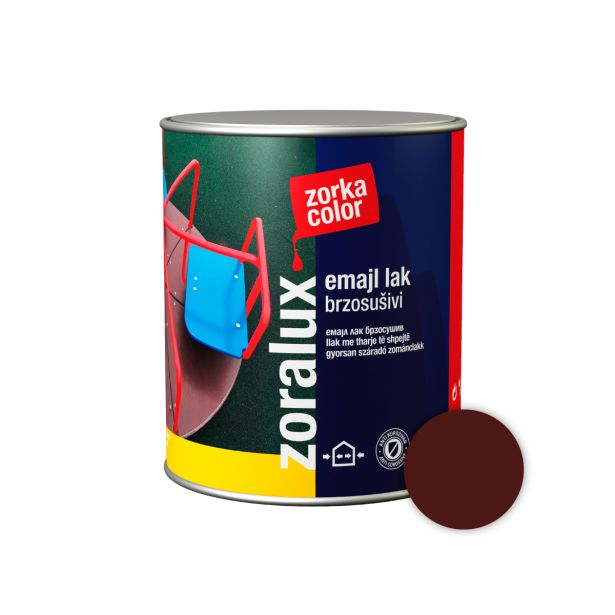 POKRIV.PREM.ZA KOV.,LES ZORKA DEKOR ZORALUX EMAJL LAK RJAVA 0.75 L 4328 HITROSUŠEČI