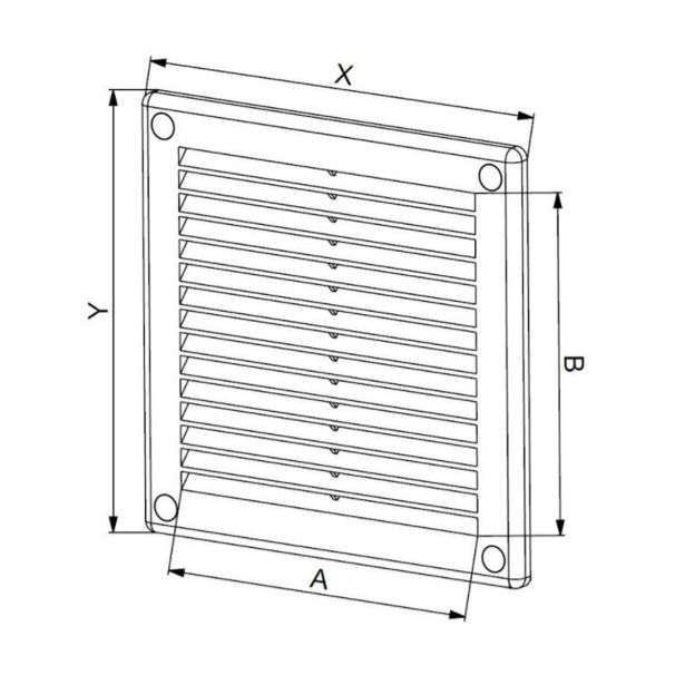 ZRAČNIK BREZ REGULACIJE VAFRA 300X300 KVADRATNI NA VIJAKE Z MUŠJO MREŽO