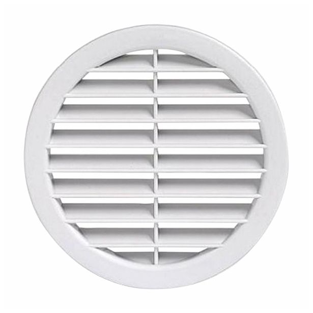 ZRAČNIK BREZ REGULACIJE VAFRA PVC FASADNI FI 80 BELI OKROGLI VGRADNI