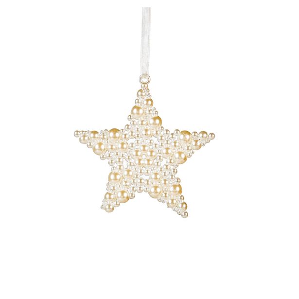 OKRASEK ZA JELKO GLOSSTYLE ZVEZDA BEŽ 9.5X10.5 CM