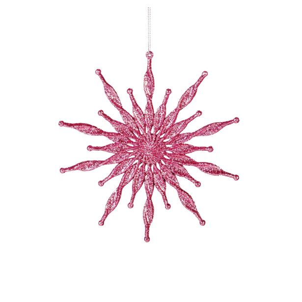 OKRASEK ZA JELKO GLOSSTYLE ZVEZDA PRMERA 15 CM ROZA ROZA