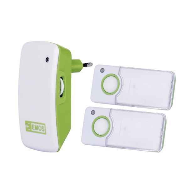 ZVONEC EMOS BREZŽIČNI BEL/ZELEN 3 MEL 1 ENOTA ZA VTIČN.+2 TIPKI