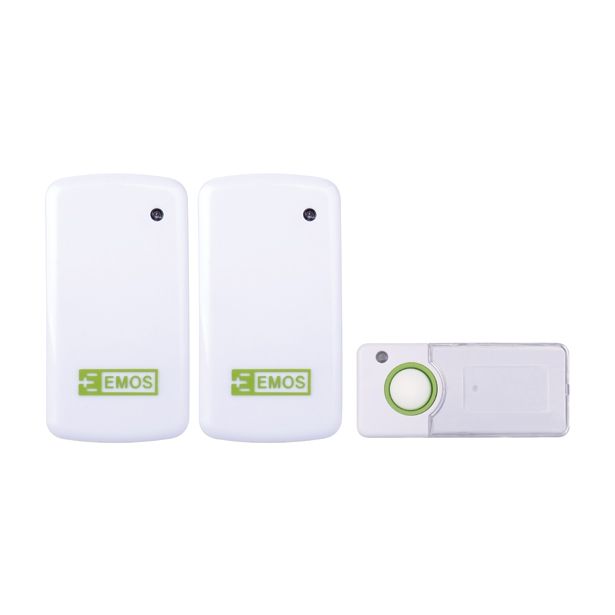 ZVONEC EMOS BREZŽIČNI BEL/ZELEN 3 MEL 2 ENOTI ZA VTIČN.+1 TIPKA