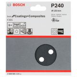 SAMOPRITRILNI BRUSNI DISK BOSCH 5- DELNI SET F355 ČRN 125MM 8 LUKENJ P240