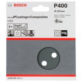 SAMOPRITRILNI BRUSNI DISK BOSCH 5- DELNI SET F355 ČRN 125MM 8 LUKENJ P400