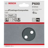 SAMOPRITRILNI BRUSNI DISK BOSCH 5- DELNI SET F355 ČRN 125MM 8 LUKENJ P600