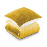 DEKORATIVNA ODEJA DORMEO 130X190 IN VZGLAVNIK ZLATA WARM HUG