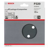 SAMOPRITRILNI BRUSNI DISK BOSCH 5- DELNI SET F355 ČRN 150MM 6 LUKENJ P320