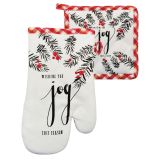 PRIJEMALKA SIRETESSILE 17X17 CM IN ROKAVICA 18X30CM ČRN/RDEČ/BEL