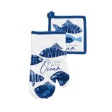 PRIJEMALKA AMO LA CASA 17X17 IN ROKAVICA 18X30CM MORSKI MOTIV