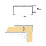 STOPNIŠČNI ALU PROFIL CEZAR 25X10MM 2.5M ZLAT