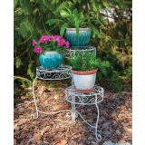 STOJALO ZA ROŽE 3-NIVOJSKO FRENCH COUNTRY 66 CM UMAZANO BELO