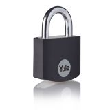 CILINDRIČNA OBEŠANKA 32 MM, ALU-ČRNA, YALE STANDARD S 3 KLJUČI, V SKLADU Z EN 12320:2012 - VARNOSTNI RAZRED 1