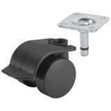 POHIŠTVENO KOLO DÖRNER + HELMER 35MM PLOŠČA 38X38MM ZAVOR DVOJNO, MEHKA TLA, ČRN