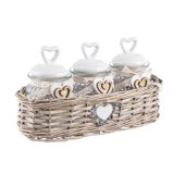 NAMENSKA DOZA BIZZOTTO 3/1 V KOŠARICI, STEKLENE KERAMIČNI POKROV SRČKI