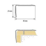 STOPNIŠČNI ALU PROFIL CEZAR 40X25MM 2.5M SREBRN