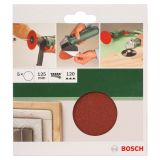 SAMOPRITRILNI BRUSNI DISK BOSCH 5-DELNI SET C430 RDEČ 125MM K120 BREZ LUKENJ