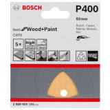 DELTA/VEČNAM BRUSNI LIST BOSCH 5-DELNI SET C470 RUMEN 93MM K400 6 LUKENJ ZA LES