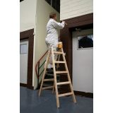 PROSTOSTOJEČA LESTEV KRAUSE STABILO 2X5 STOPNIC LESENA 1.4M