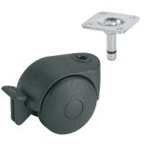 POHIŠTVENO KOLO DÖRNER + HELMER 50 MM PLOŠČA 38X38 MM Z ZAVORO