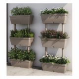 PE KORITO Z VODNO REZERVO PLANA 50X18X100 CM 3-NIVOJI MOCCA