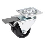 GIBLJIVO KOLO Z ZAVORO DÖRNER + HELMER 50X19MM PLOŠČA 60X60MM PVC KOLO