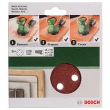 SAMOPRITRILNI BRUSNI DISK BOSCH 6-DELNI SET C430 RDEČ 125MM K60/120/240 8LUKENJ