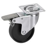 GIBLJIVO KOLO Z ZAVORO DÖRNER + HELMER 75X24MM PLOŠČA 60X60MM PVC KOLO