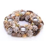 VENČEK GLOSSTYLE ADVENTNI FI 33 CM 4 KOZARČKI, ZLATE ROŽICE