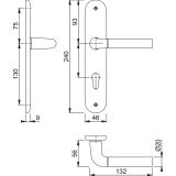 ALU KLJUKA ZA VRATA HOPPE BREMEN S ŠČITOM CILINDER F49-F9-2