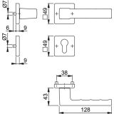 ALU KLJUKA ZA VRATA HOPPE TOULON Z ROZETO CILINDER F9714M