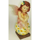 FIGURA, OKRASNA ANGEL NA KROGLI MIX BARV VIŠ 36 CM