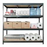 ARHIVSKI REGAL TECHNOMETAL 200X200X70 CM, 4 POLICE 450 KG/POLICO, TEMNO SIV