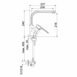 PIPA KUHINJSKA UNITAS INFINITY, STOJEČA, 2 CEVI 2 X KOTNI VENTIL