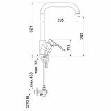 PIPA KUHINJSKA UNITAS INFINITY, STOJEČA, 2 CEVI 2 X KOTNI VENTIL