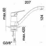 PIPA KUHINJSKA UNITAS PROJECT STOJEČA, 2 CEVI BREZ KOTNIH VENTILOV