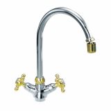 PIPA KUHINJSKA UNITAS STIL STOJEČA, "J" IZLIV KOTNA VENTILA, KROM ZLATA